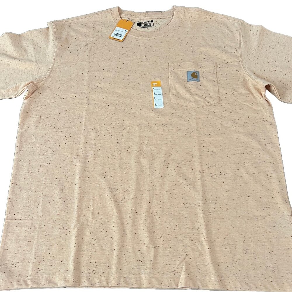 Carhartt Men's Large Short Sleeve T-Shirt Peach with Maroon Flecks NWT